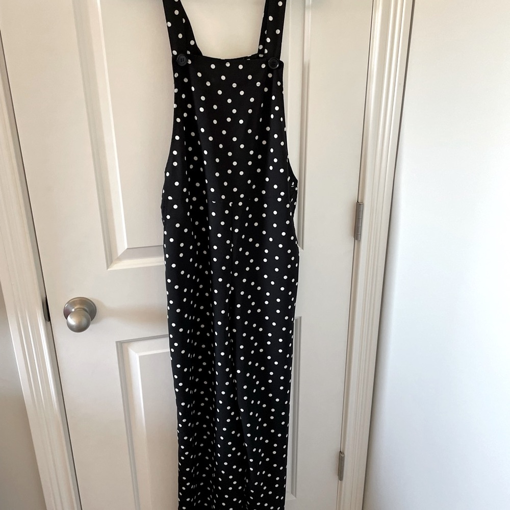 polka dot overall jumpsuit